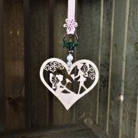 Fensterdeko Herz mit Elfenmotiv in shabby rosa Bild 1