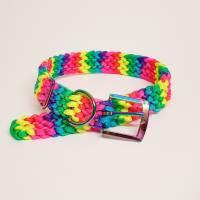 Halsband Regenbogen, 4 cm, handgeflochten Hundehalsband, Paracord Bild 1