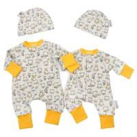 Baby Frühchen Jungen Mädchen Overall Jumpsuit Einteiler Schlafanzug "Süße Tierchen" ab Gr. 38-40 Geschenk Geburt Bild 1