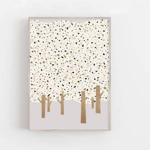 Terrazzo Kunstdruck, Abstrakter Wald Kunstdruck, abstrakte Bäume Kunstdruck Bild 1