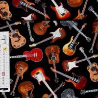 19,00 EUR/m Meterware Timeless Treasures Musik Gitarren US-Designerstoff Kissen Decken Taschen Accessoires Kleidung Bild 1