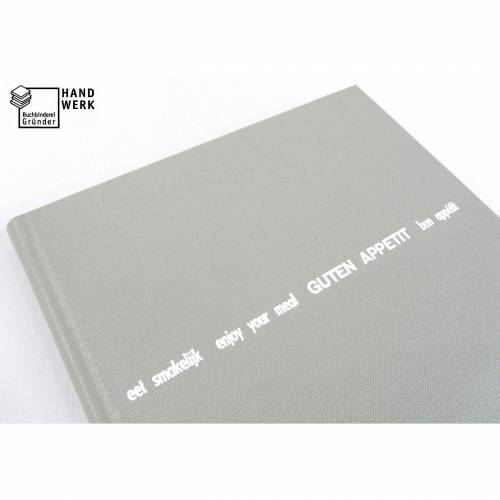 Rezeptbuch, hell-grau, A4, 224 Seiten kariert, Guten Appetit, smacznego, afiyet olsun