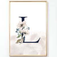 Nr.420 Printset 4er Prints Bilder Poster Bilderset Kunstdrucke dekorativ - LOVE BLUE FLOWERS LETTERS Bild 6