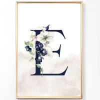 Nr.420 Printset 4er Prints Bilder Poster Bilderset Kunstdrucke dekorativ - LOVE BLUE FLOWERS LETTERS Bild 9