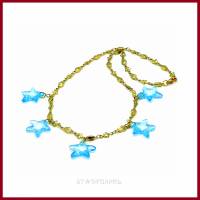 Schmuckset "Starfish" Kette und Armband Messing mit türkisblauen Seesternen  aus Acryl Bild 1