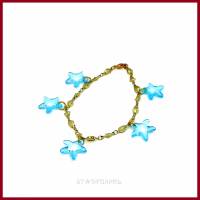 Schmuckset "Starfish" Kette und Armband Messing mit türkisblauen Seesternen  aus Acryl Bild 3
