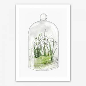Schneeglöckchen Terrarium Fine Art Print, Frühlingsdruck, weiße Blumen Kunstdruck Bild 2
