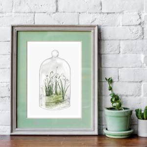Schneeglöckchen Terrarium Fine Art Print, Frühlingsdruck, weiße Blumen Kunstdruck Bild 5