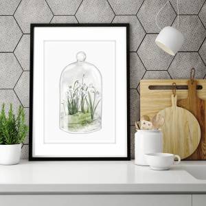 Schneeglöckchen Terrarium Fine Art Print, Frühlingsdruck, weiße Blumen Kunstdruck Bild 7