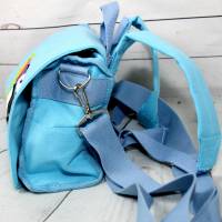 Canvas Tasche / Rucksack hellblau mit Tukan und glitzer personalisierbar mit Name 25 x 19 x 8 cm 100% Baumwolle Bild 5