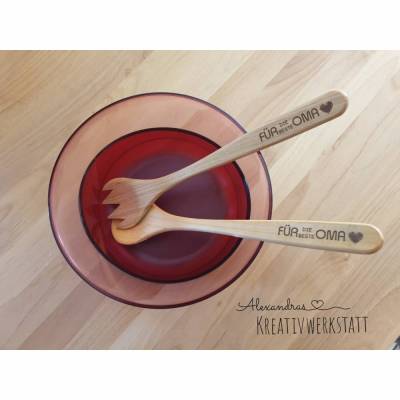 Salatbesteck mit Lasergravur, Individuell gestaltbar