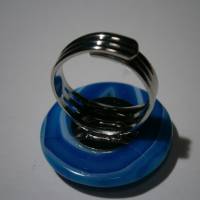 Ring Achat poliert türkisblau grau petrol rund 30 Millimeter großer Stein handmade Geschenk statementschmuck Bild 6
