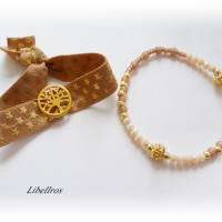 2 elastische Armbänder mit Baum u. Sternen - Geschenk,dehnbar,Band,elegant,modern,braun,goldfarben Bild 3