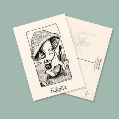 Postkarte FUßPILZ von Künstlerin Dagmar Lüke I lustige Motive