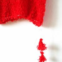 Sommerlicher Pulli aus Baumwolle in Rot, gestricktes Sommer-Top, Grobstrick Pullunder, Größe S-M Bild 4