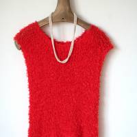 Sommerlicher Pulli aus Baumwolle in Rot, gestricktes Sommer-Top, Grobstrick Pullunder, Größe S-M Bild 5