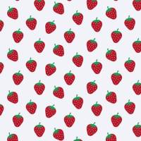 Baumwollstoff Popeline Erdbeeren – weiss - rote Erdbeeren auf weiß 1,50m Breite Frühlings Stoffe Bild 1