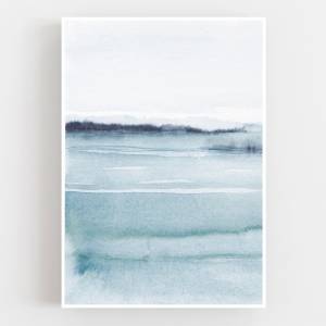 Abstrakter hellblauer Aquarell Kunstdruck, skandinavischer Kunstdruck, Büro Wohnzimmer Schlafzimmer Kunst Bild 1