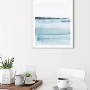 Abstrakter hellblauer Aquarell Kunstdruck, skandinavischer Kunstdruck, Büro Wohnzimmer Schlafzimmer Kunst Bild 2