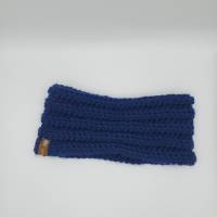 Stirnband gehäkelt, dunkelblau, 50/52 cm Umfang Bild 1