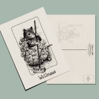 Postkarte WOLLMAUS von Künstlerin Dagmar Lüke I lustige Tiermotive Bild 1