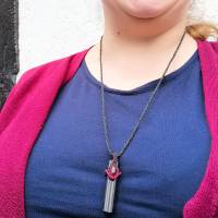 Makramee-Halskette mit schwarzem Turmalin und schwarzem Opal Bild 9