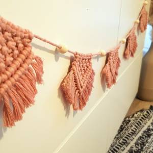 Makramee Wimpelkette Boho Girlande Dekoration Geschenk Wandbehang in rosa Bild 5