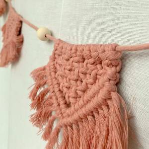 Makramee Wimpelkette Boho Girlande Dekoration Geschenk Wandbehang in rosa Bild 6