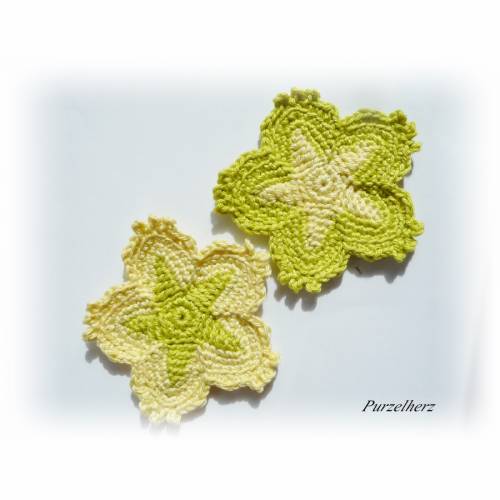 Großer gehäkelter Aufnäher - 1x nach Wahl - Button,Mandala,Stern,Tischdeko,Baddeko,Häkelapplikation