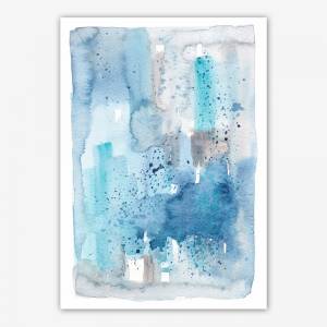 Abstrakter Aquarell Kunstdruck, moderne blaue Wandkunst, Boho-Druck Bild 1
