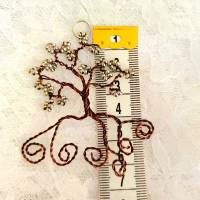 Anhänger "Lebensbaum" aus braunem Draht mit silbernen Perlen für Halsketten Bild 2