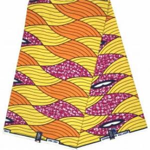 Supreme Wachsbatik-Stoff - 50cm/Einheit - Wogen gelb orange pink - Baumwolle Bild 5