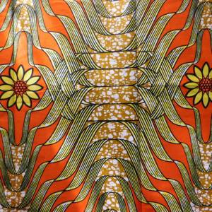 Wachsdruck-Stoff - 50cm/Einheit - florales Muster - gelb, orange, braun - afrikanischer Wachsbatik Baumwollstoff - PH Bild 2
