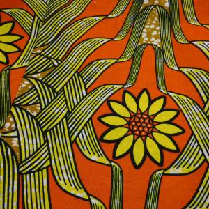Wachsdruck-Stoff - 50cm/Einheit - florales Muster - gelb, orange, braun - afrikanischer Wachsbatik Baumwollstoff - PH Bild 3