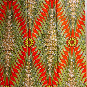 Wachsdruck-Stoff - 50cm/Einheit - florales Muster - gelb, orange, braun - afrikanischer Wachsbatik Baumwollstoff - PH Bild 4