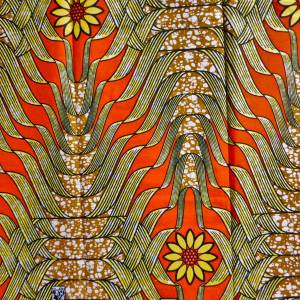 Wachsdruck-Stoff - 50cm/Einheit - florales Muster - gelb, orange, braun - afrikanischer Wachsbatik Baumwollstoff - PH Bild 5