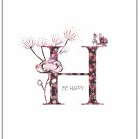 Wanddeko BE HAPPY... Buchstabe H mit Blumenmuster Lebensfreude Print Poster Bild mit Spruch Zitat online kaufen Bild 5