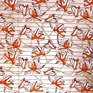 Wachsbatik-Stoff - 50cm/Einheit - Magnolie - Hell-Beige, Orange, Weiß - afrikanischer Baumwollstoff - Wachsdruck Bild 6