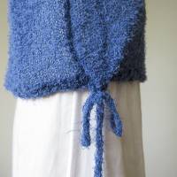 Gestrickter Sommer Pullover aus Baumwolle, Stricktop, blau, mint, ärmelloser Damen-Pulli, Pullunder gestrickt, Größe M Bild 5