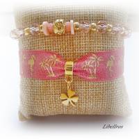 2 elastische Armbänder mit Flamingo u. Palme - dehnbar,Geschenk,Urlaub,Glücksbringer,Kleeblatt,rosa Bild 2