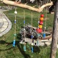 Treibholz  Girlande Windspiel, Schmuckkeramik, Fische, Blautöne, Gartendeko Bild 10