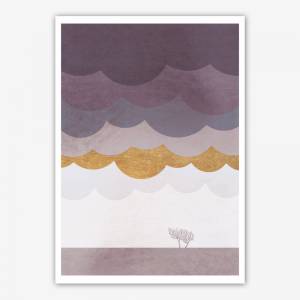 Herbstlandschaft Kunstdruck, skandinavischer Kunstdruck, wolken Poster, Bild 2