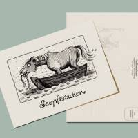 Postkarte SEEPFERDCHEN von Künstlerin Dagmar Lüke I lustige Tiermotive Bild 1