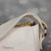 Elegante Handtasche mit kurzem Trageriemen in cremeweiß und Krokoimitat (Schnitt "Paulette" von Shamballa Bags) Bild 2