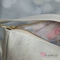 Elegante Handtasche mit kurzem Trageriemen in cremeweiß und Krokoimitat (Schnitt "Paulette" von Shamballa Bags) Bild 3