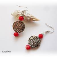 1 Paar Ohrhänger mit Metallperle - Ohrringe,Geschenk,Muttertag,romantisch,verspielt,rot Bild 2