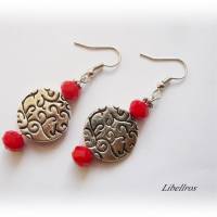 1 Paar Ohrhänger mit Metallperle - Ohrringe,Geschenk,Muttertag,romantisch,verspielt,rot Bild 3