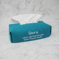 Hülle für Zupf-Taschentücher-Box, Kosmetiktücherbox mit Spruch Bild 1
