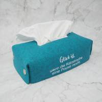 Hülle für Zupf-Taschentücher-Box, Kosmetiktücherbox mit Spruch Bild 2