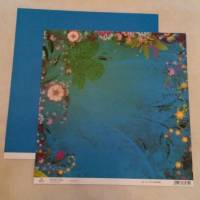 Scrapbookingpapier - Blumen blau Bild 1